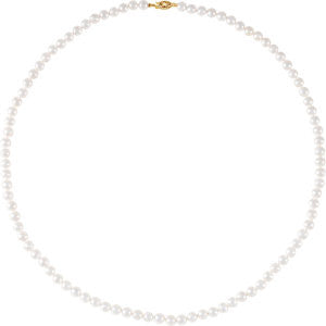 14K Yellow 6-6.5mm Akoya Cultured Pearl 24" Strand