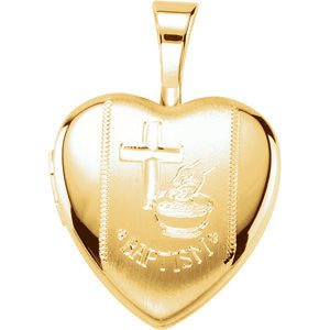 Gold Plated & Sterling Silver Baptism Heart Locket