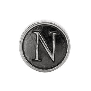 Sterling Silver 10.6mm Letter 
"N" Alpha Cylinder Bead