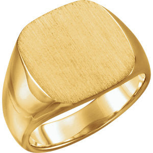 14K Yellow 10mm Men's Solid Signet Ring