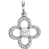 14K White Freshwater Cultured Pearl & 1/6 CTW Diamond Pendant