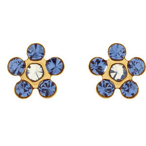 14K Yellow Imitation "September" Youth Birthstone Flower Inverness Piercing Earrings