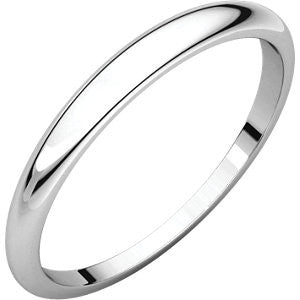 10K White 2.5mm Half Round Tapered Band