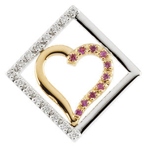 14K Yellow & White Pink Sapphire & Diamond Purposeful Heart&trade; Pendant with Box