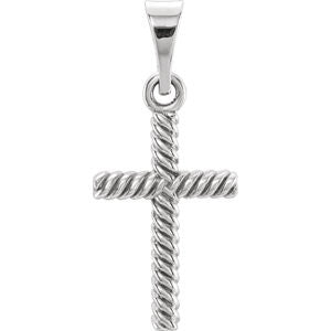 14K White 17.5x11mm Cross Pendant