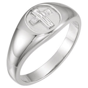 14K White The Rugged Cross® Chastity Ring Size 8