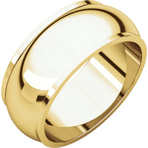 14K Yellow 8mm Half Round Edge Band