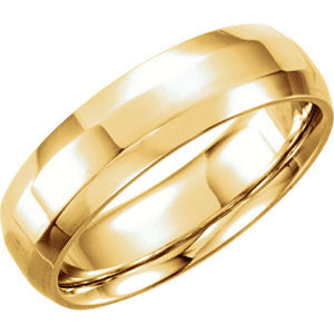 18K Yellow 6mm Comfort-Fit Beveled Edge Band Size 8.5