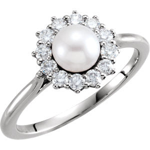 14K Yellow Pearl & 1/3 CTW Diamond Ring