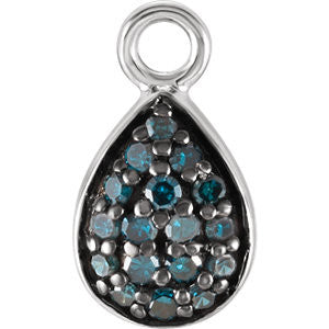 14K White .08 CTW Blue Diamond Dangle