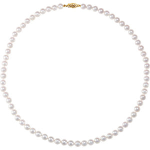 14K Yellow 6-6.5mm Akoya Cultured Pearl 18" Strand