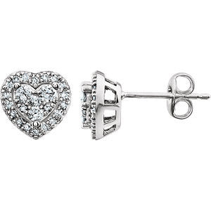 14K White 3-8 CTW Diamond Halo-Style Stud Earrings