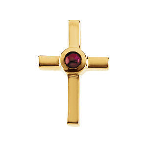 14K Yellow Ruby Cross Pendant