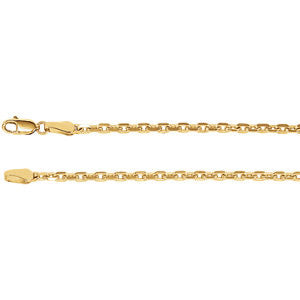 14K Yellow 2.5mm Diamond-Cut Cable 18" Chain