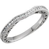 14K White 1/8 CTW Diamond Design Engraved Band