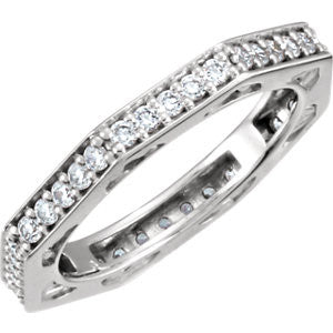 14K White 1-2 CTW Diamond Anniversary Band Size 5