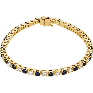 14K Yellow Blue Sapphire & 2 1-3 CTW Diamond Bracelet