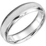 14K White 6mm Knurl Design Band Size 11