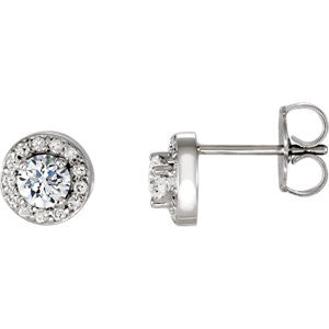 14K White 3-8 CTW Diamond Halo-Style Earrings