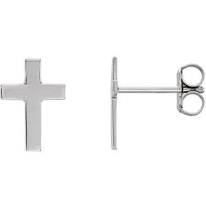 14K White 10x6mm Cross Earrings