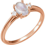 14K Yellow Rainbow Moonstone & .06 CTW Diamond Ring