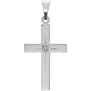 14K White 18x12mm Diamond Cross Pendant