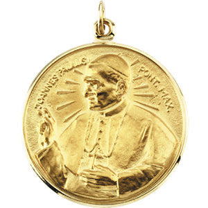 14K Yellow 25mm Round Pope John Paul II Medal