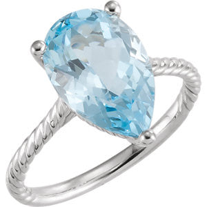 14K Yellow Sky Blue Topaz Rope Ring