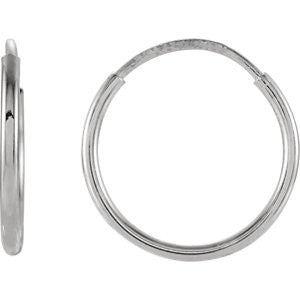 14K White 12mm Endless Hoop Earrings