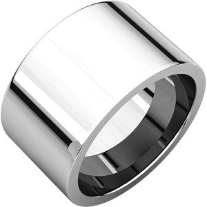 14K White 12mm Flat Comfort Fit Band