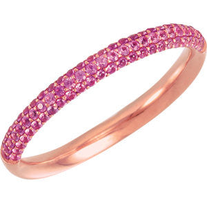 14K Rose Pink Sapphire Anniversary Band Size 7