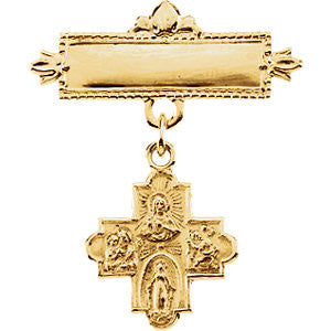 14K Yellow 12mm Four-Way Medal Baptismal Pin