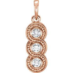 14K Yellow 1/3 CTW Diamond 3-Stone Pendant