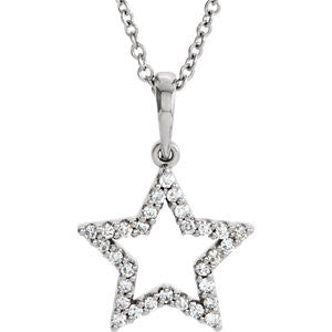 14K Rose 1/6 CTW Diamond Petite Star 16" Necklace