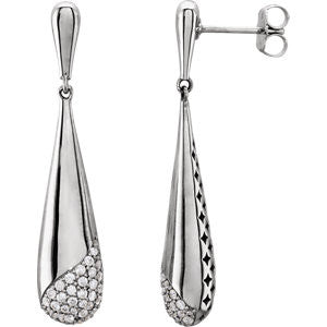 14K White 1-3 CTW Diamond Teardrop-Shaped Earring