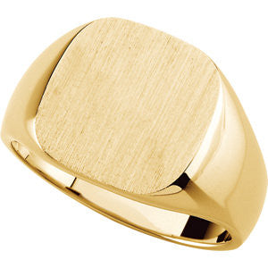 10K Yellow 14mm Men's Solid Signet Ring