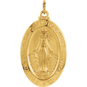 14K Yellow 23x16mm Oval Miraculous Medal