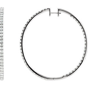 14K White 5 CTW Diamond Inside-Outside Hoop Earrings