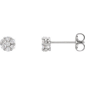 14K White 1-4 CTW Diamond Cluster Earrings