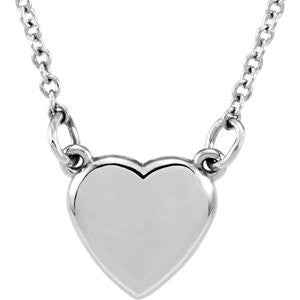 14K White Heart 18" Necklace