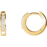 14K White 1/10 CTW Diamond Hoop Earrings