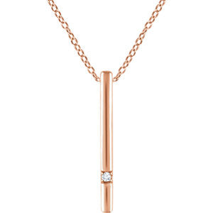 14K Yellow .015 CT Diamond Bar 16-18" Necklace