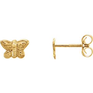 14K Yellow 5x7mm Youth Butterfly Earrings