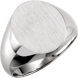 Sterling Silver 16x14mm Solid Oval Men's Signet Ring