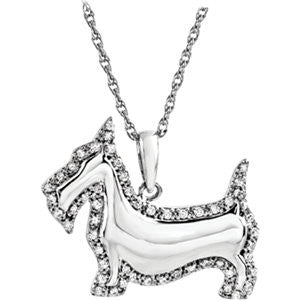 Sterling Silver 1-4 CTW Scottish Terrier Dog 18" Necklace