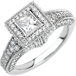 14K White 1 1-5 CTW Diamond Engagement Ring