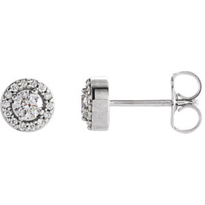 14K White 1/2 CTW Diamond Halo-Style Earrings