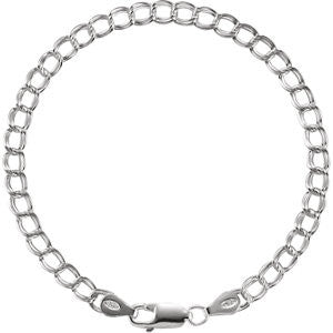 Sterling Silver 4mm Solid Charm 7" Bracelet