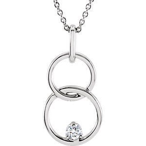 14K White .04 CTW Diamond Circle 18" Necklace