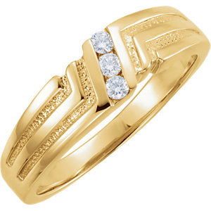 14K Yellow .06 CTW Diamond Men's 3 Stone Band